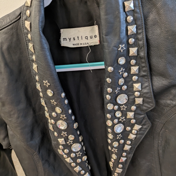 Mystique Boutique Black Leather Jacket with Studs - Picture 2 of 4